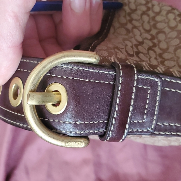 Vintage COACH EST.1941 mini hobo purse suede leather and classic coach pattern - Picture 6 of 8